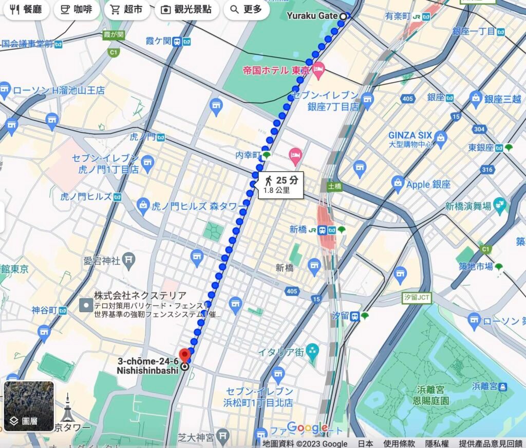 Hibiya park to Shiba park